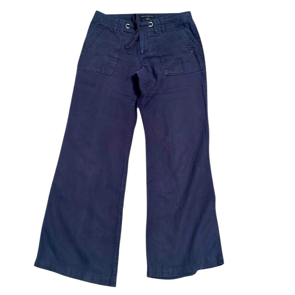 Banana Republic size 8 linen Women's Navy Wide-Leg Jeans